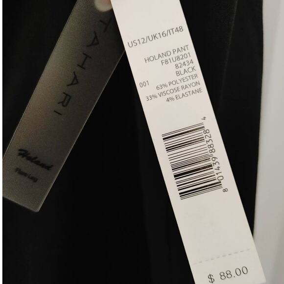 Tahari Holand Flare Leg Dress Pants Black Sz 12 NWT - Picture 3 of 5